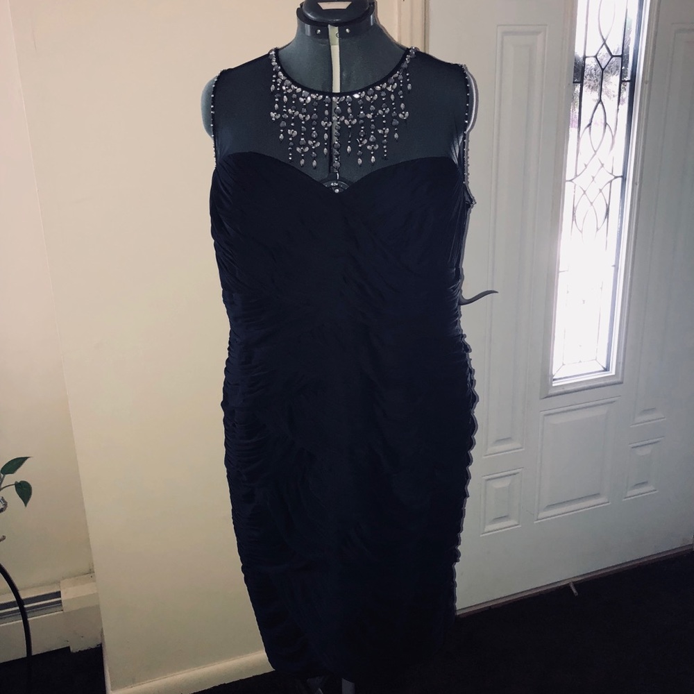 Navy blue classy dress with rhinestones size 18W